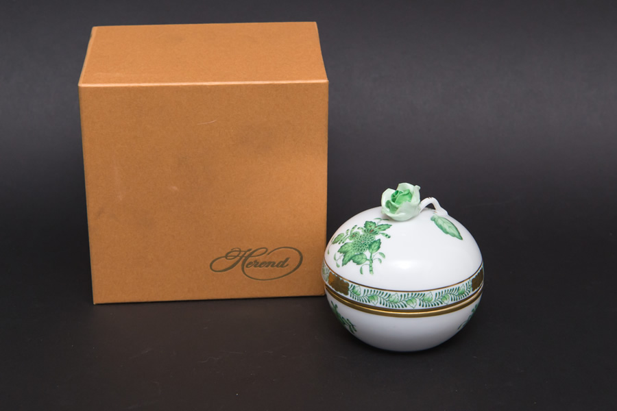 ヘレンド アポニー・グリーン マルボンボン（小物入れ） ローズを