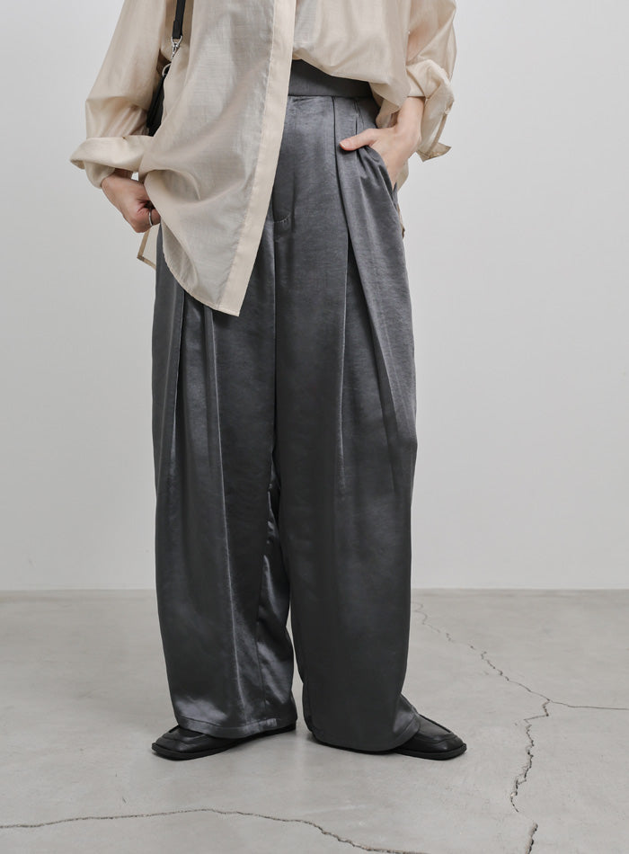 サテンディープタックワイドパンツ – SELECT MOCA
