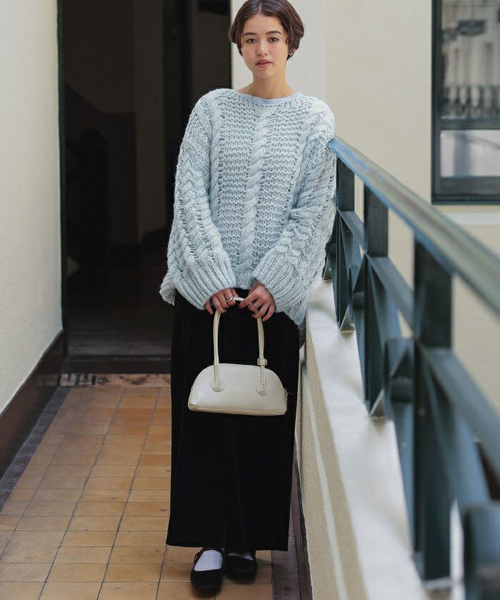 ハンドライクボートネックケーブルニット | titivate