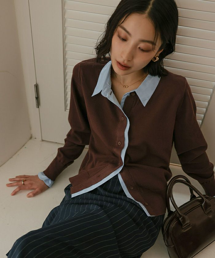 シャツレイヤード風カーディガン【miette ミエット】 | titivate