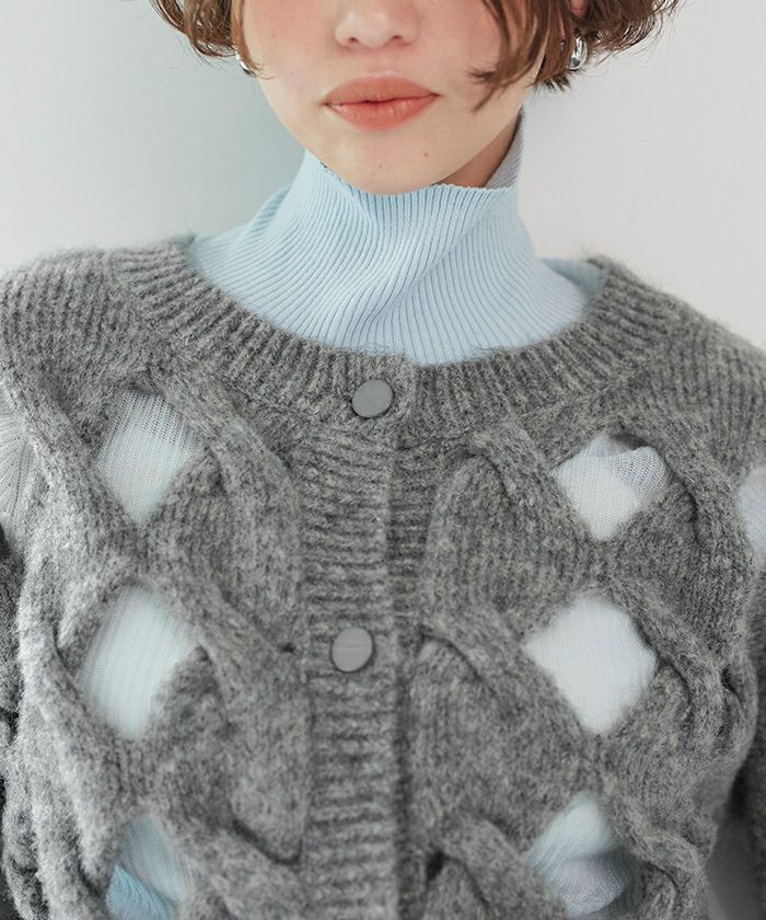 前後2wayスラッシュケーブルニット | titivate