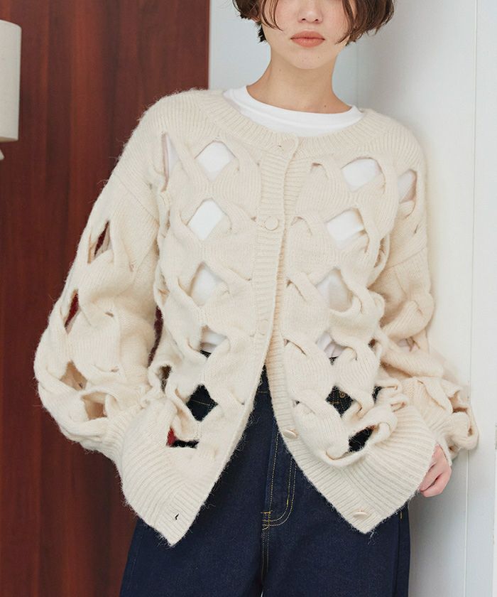 前後2wayスラッシュケーブルニット | titivate