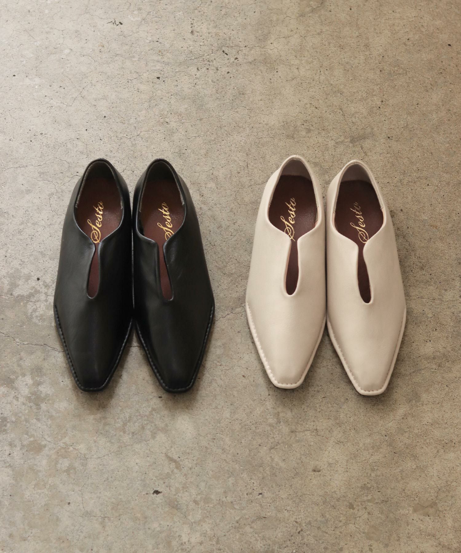 ステッチデザインローヒールVカットマニッシュパンプス | SESTO(セスト