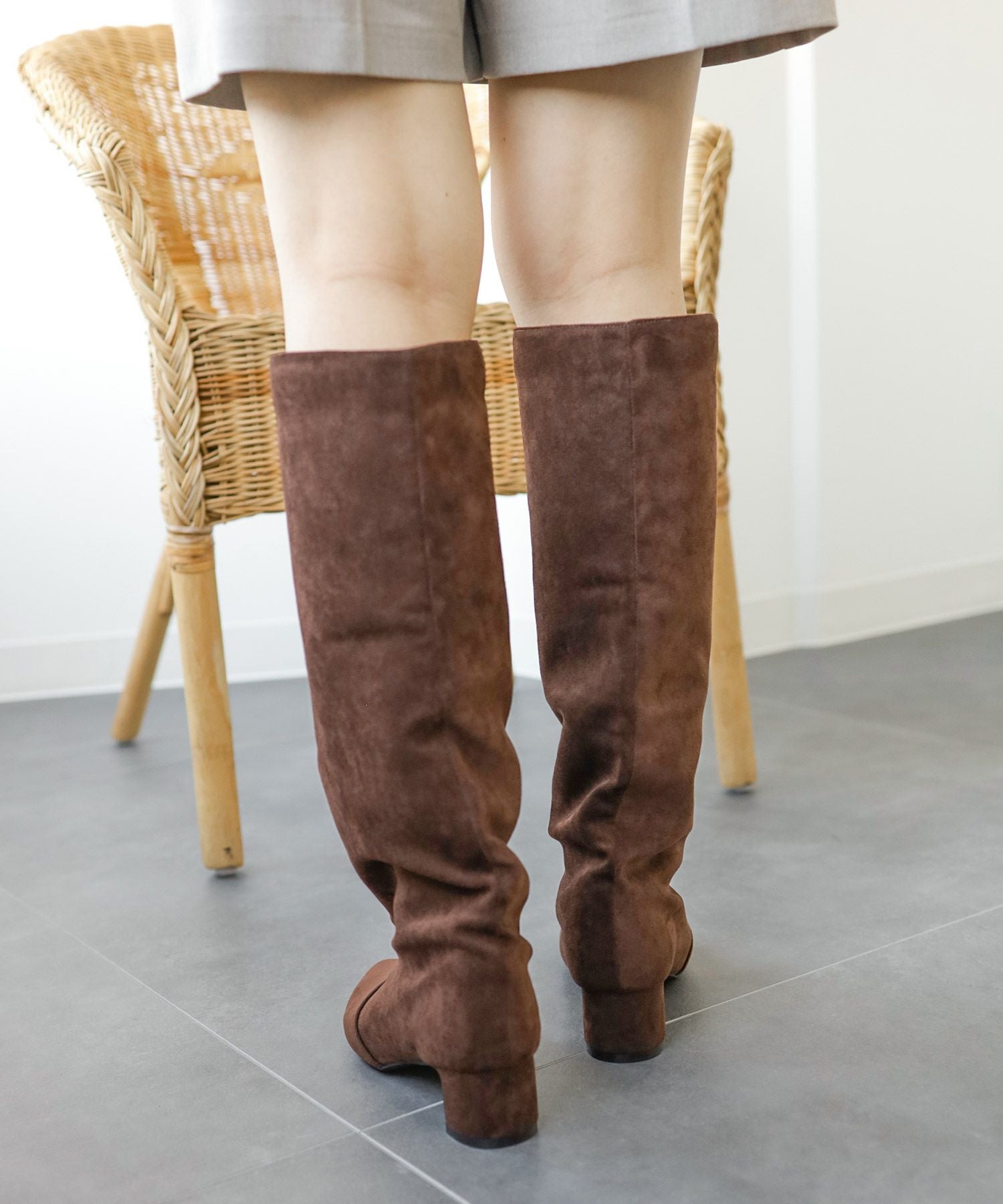 ワイドシャフトミドルヒールロングブーツ 【公式ショップ・ZOZOTOWN