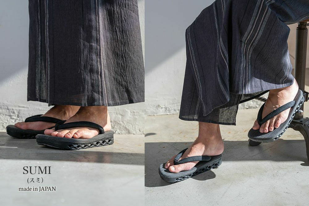 YAMATO KOBO -cross-藍染天板 黒ソール｜YC06 （SUMI） | 雪駄の大和工房