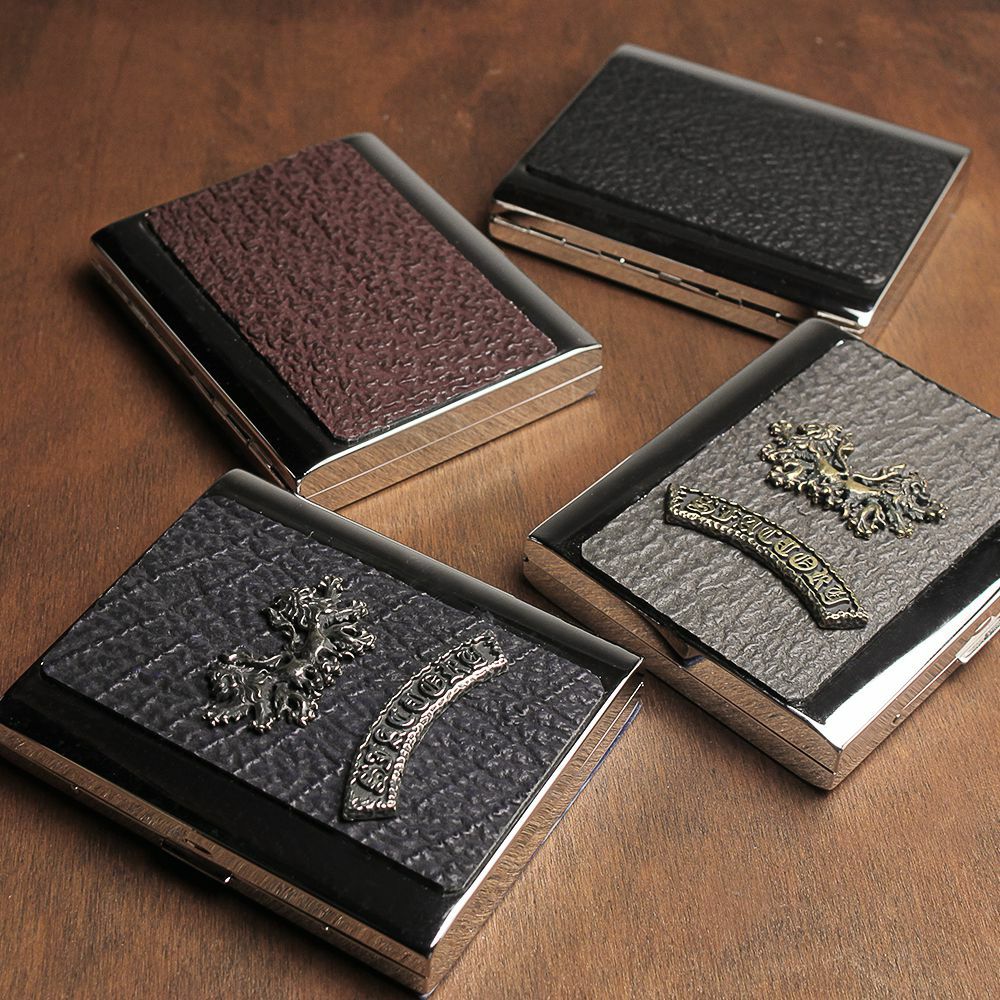 メタルシガレットケース 20本タイプ シャークレザー（サメ革）│メンズ