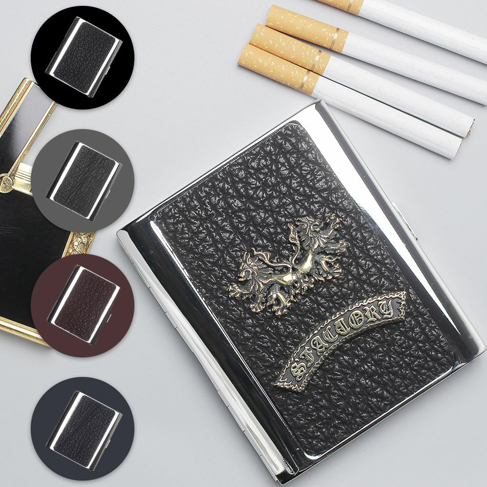 メタルシガレットケース 20本タイプ シャークレザー（サメ革）│メンズ