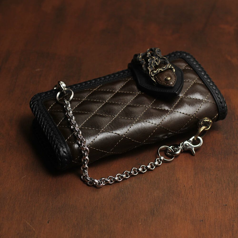 ショート ウォレット チェーン オーバルロール シルバー ブラス（真鍮