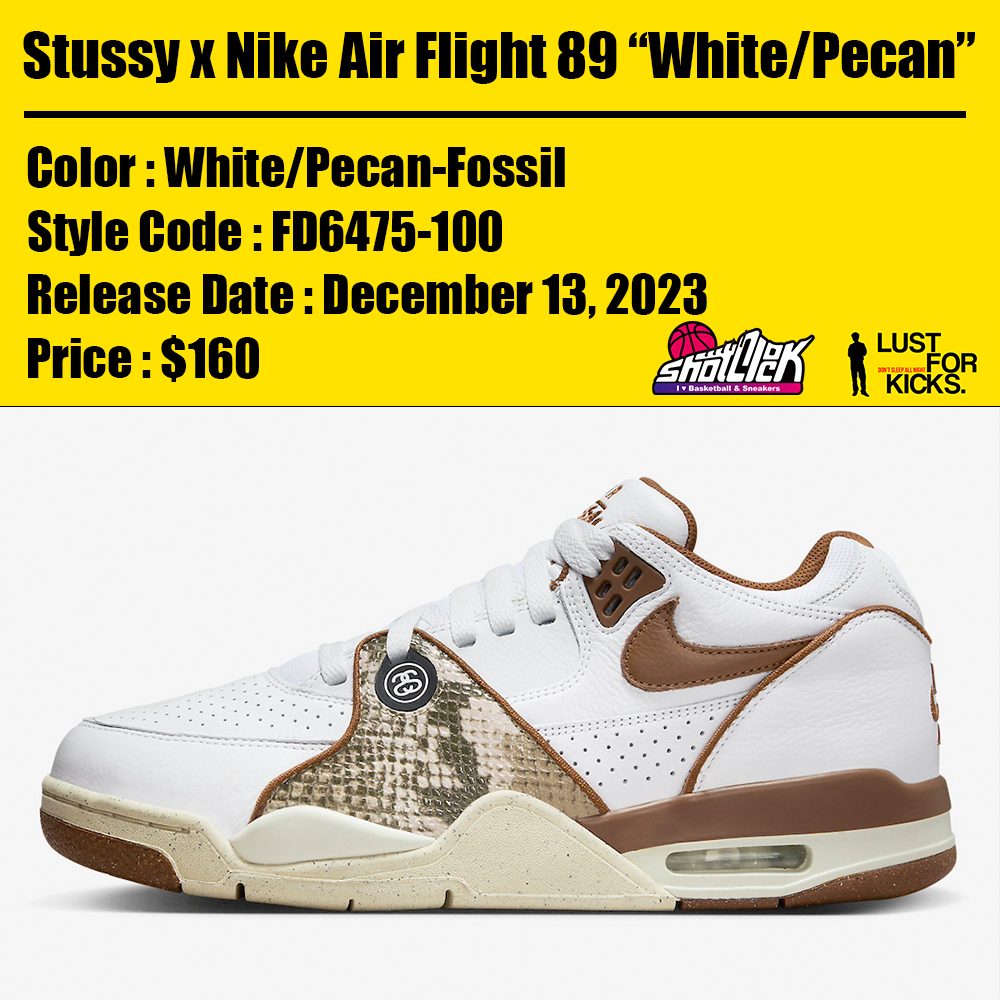 2023年12月13日発売Stussy x Nike Air Flight 89 “White/Pecan” | Shot