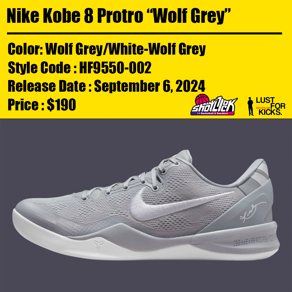海外2024年9月6日発売Nike Kobe 8 Protro “Wolf Grey” | Shot Clock