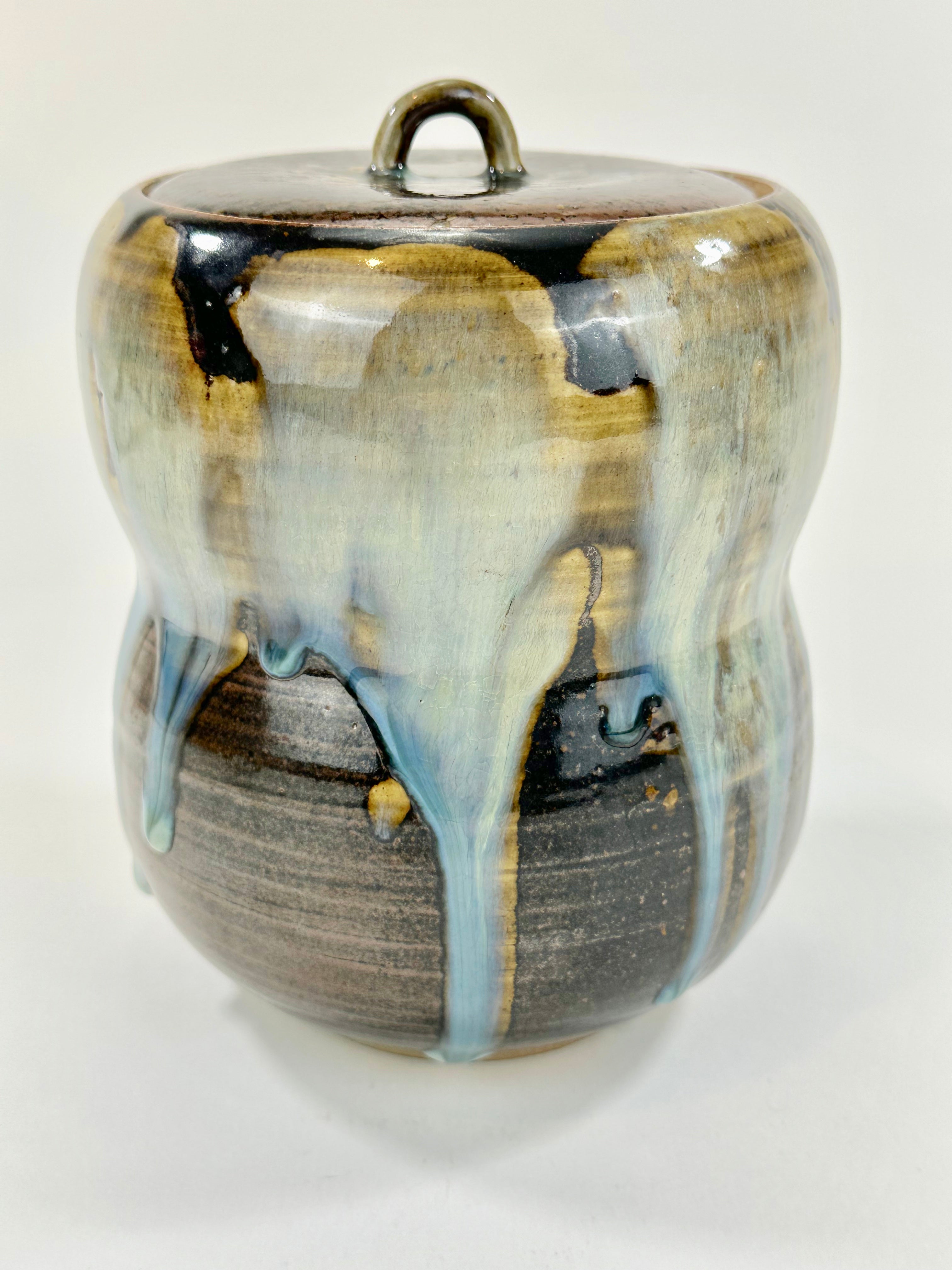 Vintage Japanese Shigaraki Mizusashi Water Vessel for Tea Ceremony