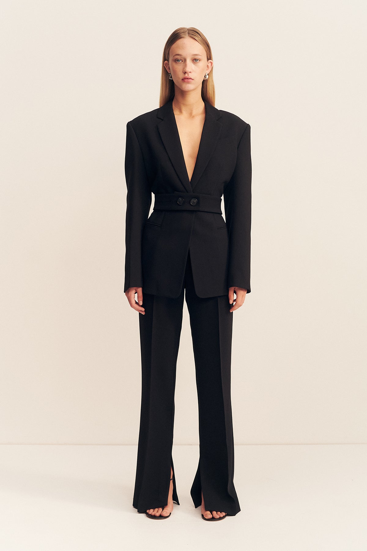 Irena Hourglass Single Breasted Blazer With Belt | Black