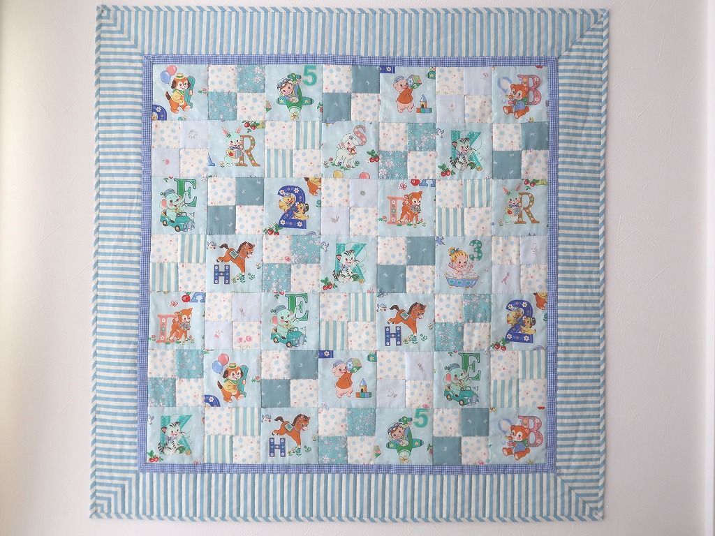 Tpe-032）フォーパッチのベビーキルト【ブルー】 キット | フラワー