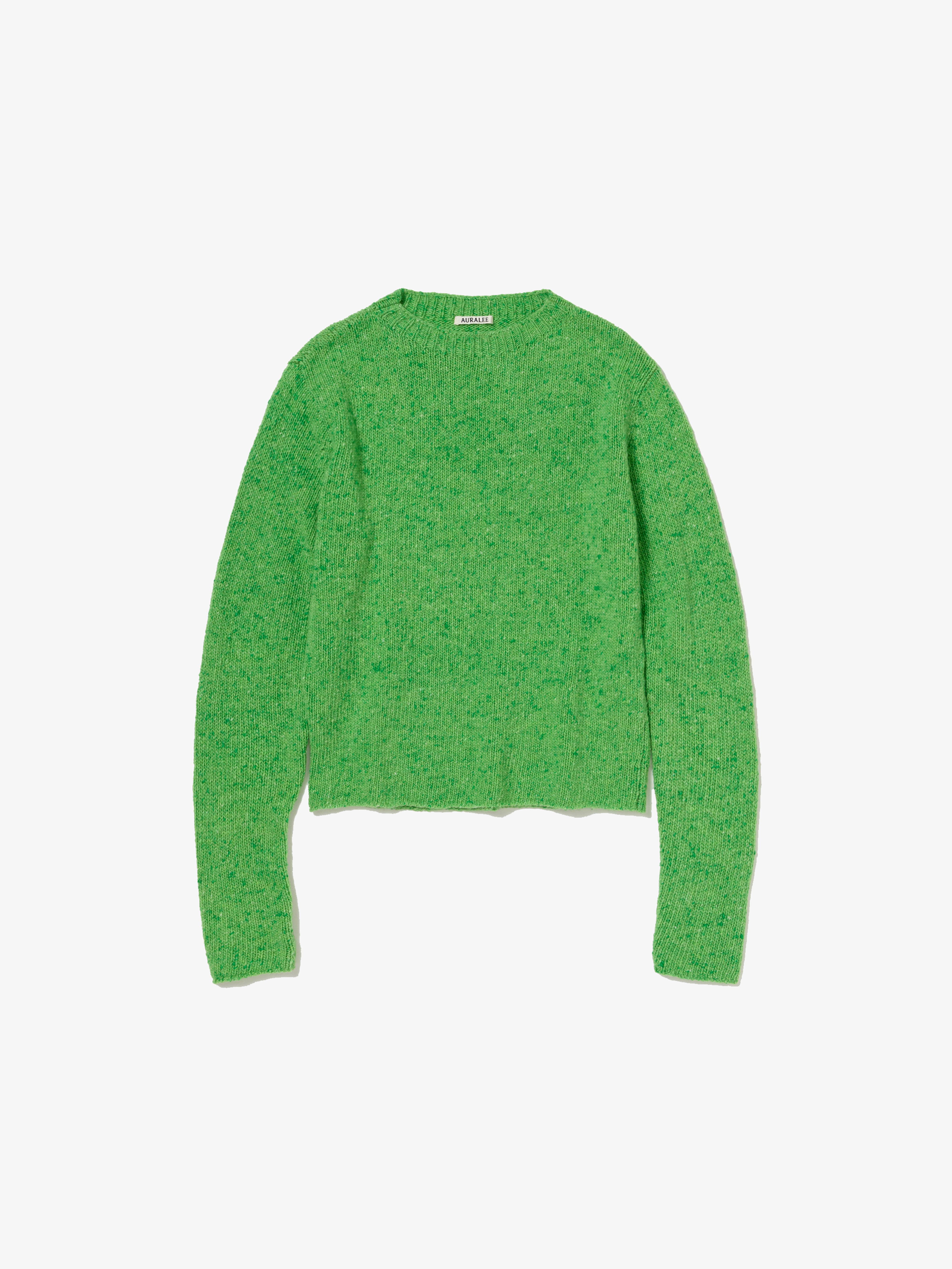 AURALEE: Cashmere Melange Knit P/O (Top Green) | DSMG E-SHOP