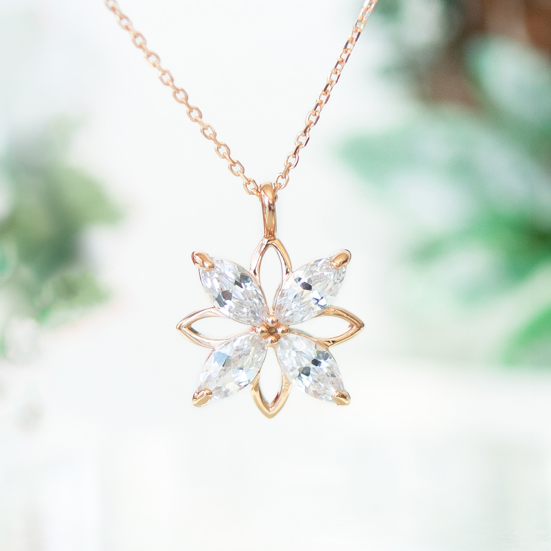 ネックレス シルバー925 ピンクゴールドコーティング キュービック