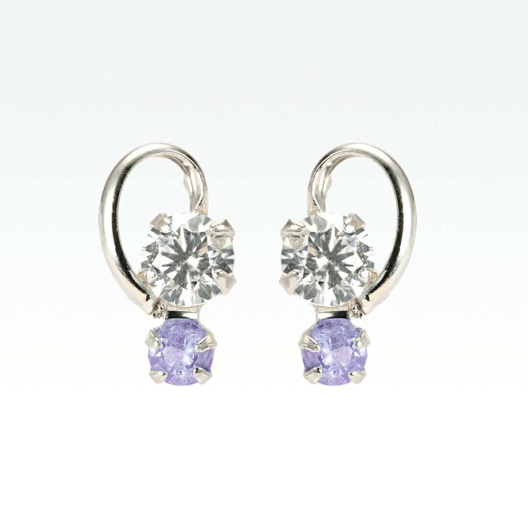 ピアス K10ホワイトゴールド タンザナイト キュービックジルコニア