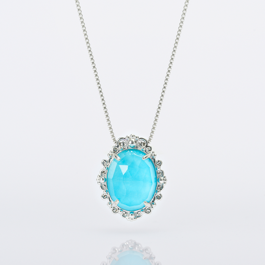 ネックレス K10ホワイトゴールド/プラチナ ターコイズ クオーツ(JL