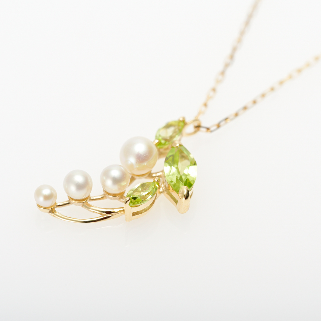 ネックレス K10/K18イエローゴールド ペリドット 淡水パール(JL