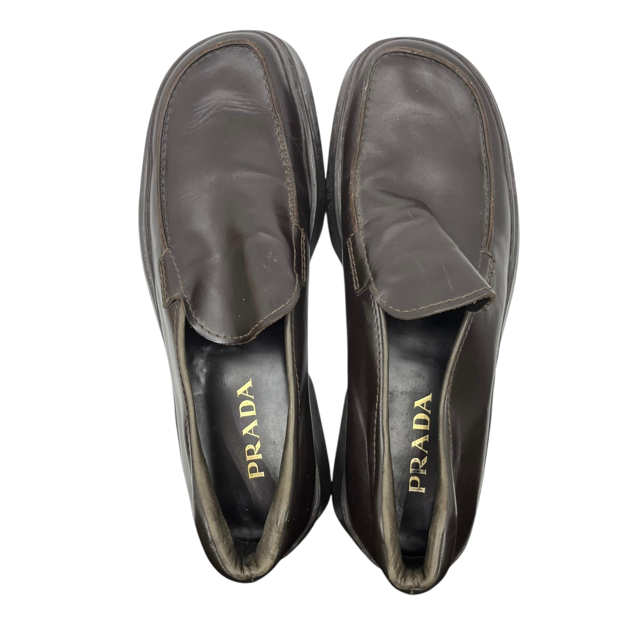 PRADA(プラダ) 00's Square toe platform leather loafers スクエア