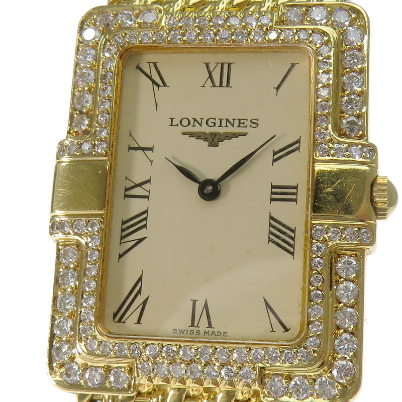 LONGINES/ロンジン】 スクエア ダイヤ巻 腕時計 K18YGイエローゴールド