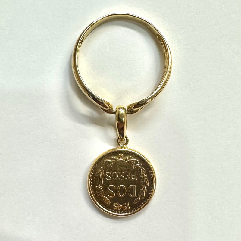 13号 コイン 「DOS PESOS」 リング・指輪 K20ゴールド 20金/K18