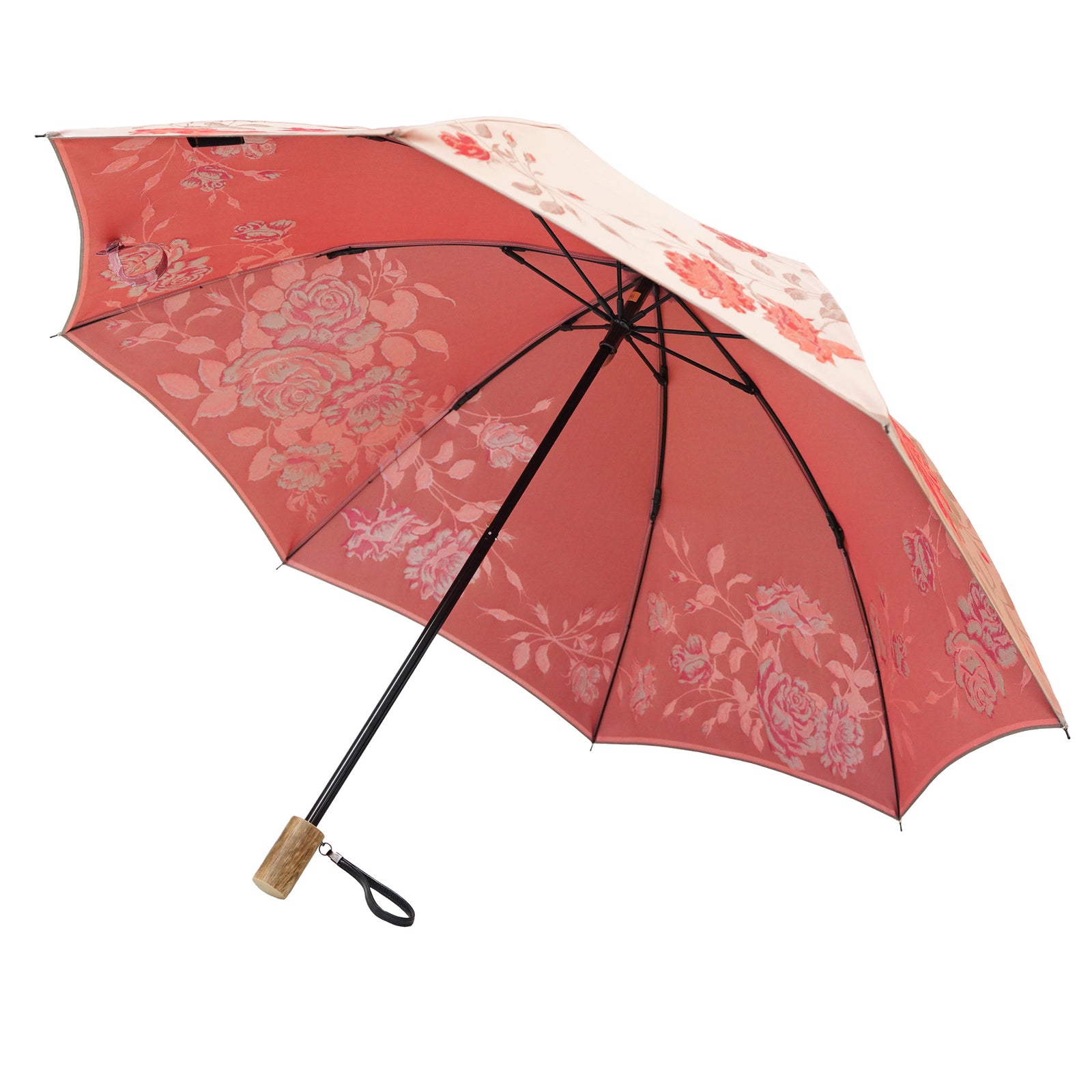 人気のバラ柄を楽しむレディース折りたたみ傘！晴雨兼用雨傘8本骨55cm