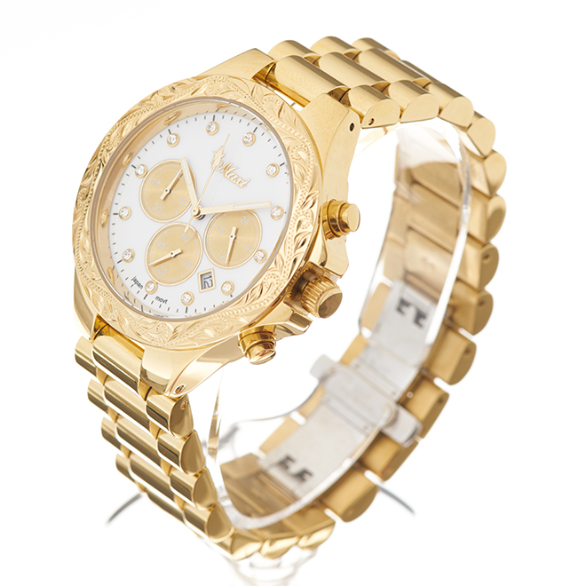 ハワイアンジュエリー/Stainless/マキシウォッチ クロノグラフ/GD&GD