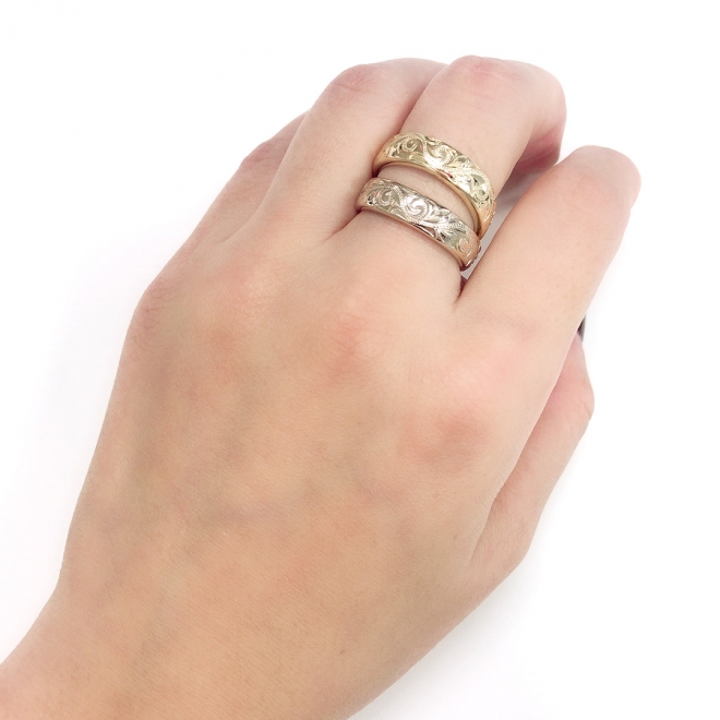 ハワイアンジュエリー/K14WG/K14PG/インフィニティスパイラルリング