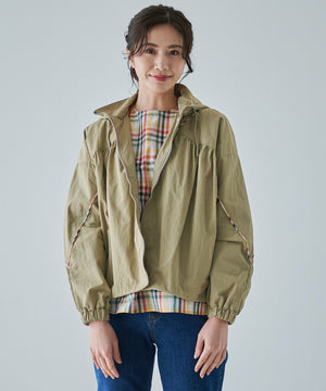 パーマーチェック パイピングギャザー ジャケット（ナイロンジャケット