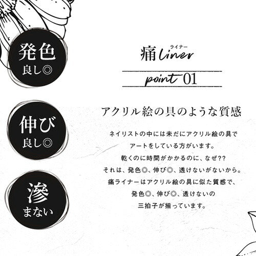 痛ライナー 発色・伸び・滲まない 「どんな絵も描けるジェル」痛ネイル