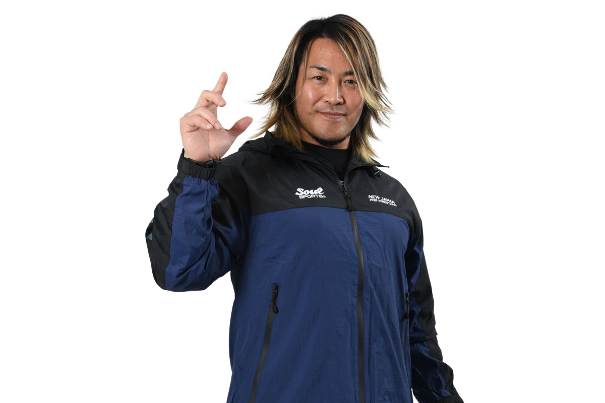 新日本プロレスSOUL SPORTS ナイロンウィンドブレーカー(ネイビー