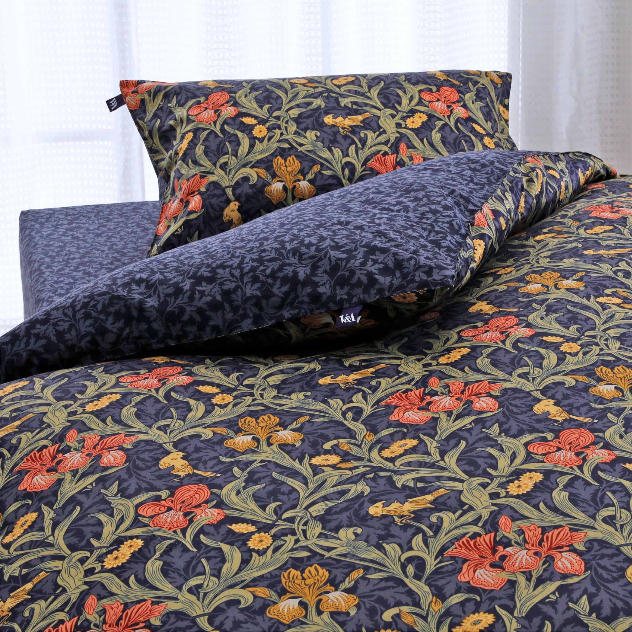 V&A ウィリアム・モリス 掛け布団カバー 綿100% アイリス柄 シングル