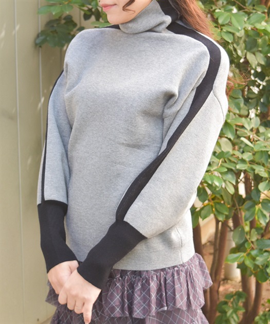バイカラーボトルネックニット | axes femme online shop