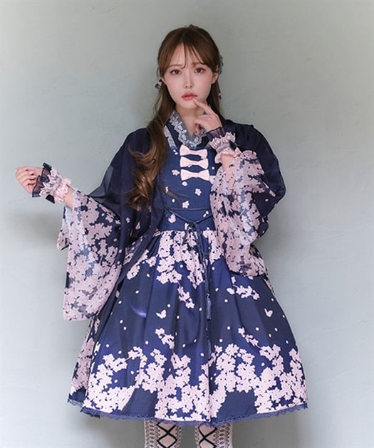 桜柄シアー着物風羽織 | kawaii | axes femme online shop