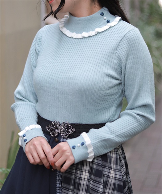 バイカラーフリルローズニット | axes femme online shop