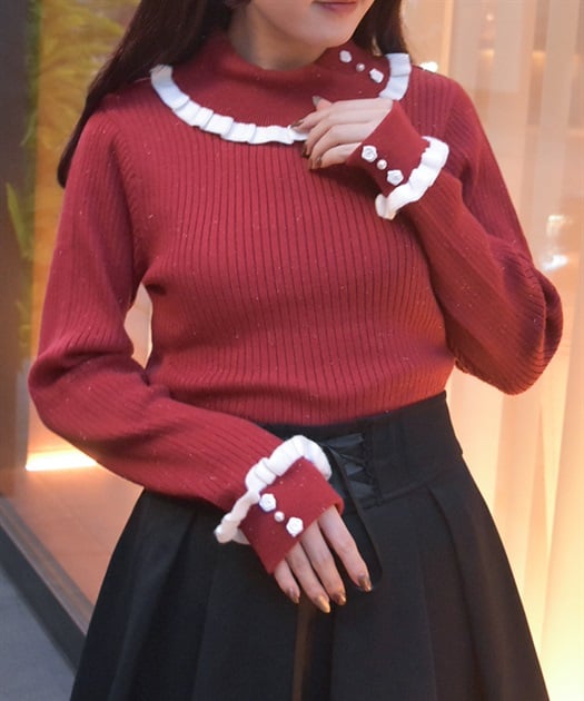 バイカラーフリルローズニット | axes femme online shop