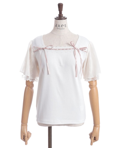 はしごレース×リボントップス【期間限定価格】 | axes femme online shop