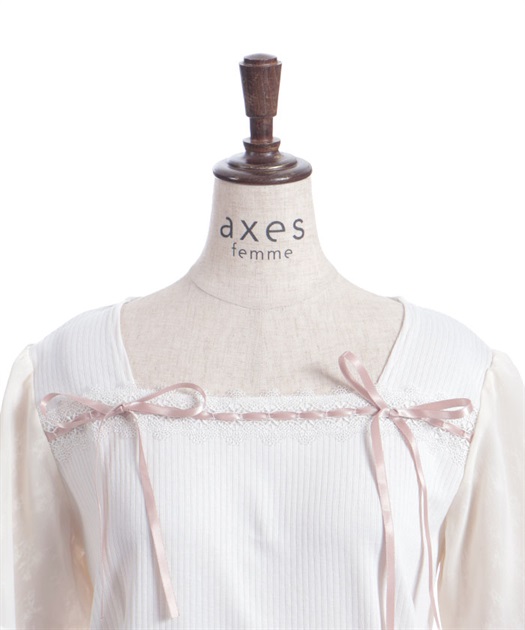 はしごレース×リボントップス【期間限定価格】 | axes femme online shop