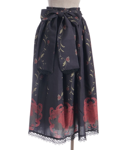 菊と狐柄スカート | Chalmiere | axes femme onlineshop