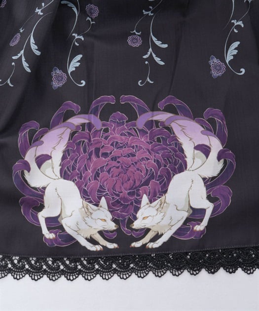 菊と狐柄ジャンパースカート | Chalmiere | axes femme onlineshop