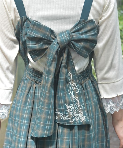 バックリボンチェック柄ジャンパースカート | axes femme -outlet