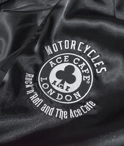 スカジャン “Live to Ride”（ブラック） – エースカフェロンドン 日本