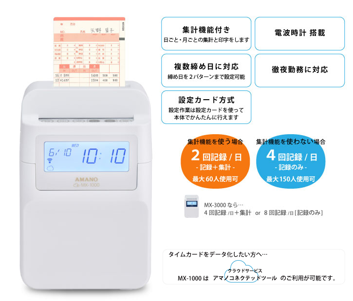アマノ（AMANO）公式オンラインショップ -MX－1000: 3．タイム