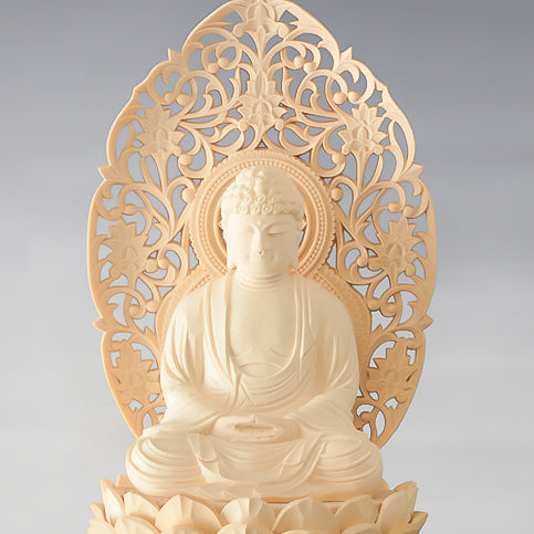 仏像 本尊 釈迦如来 六角台座 唐草光背【メーカー取寄品】 — 仏壇