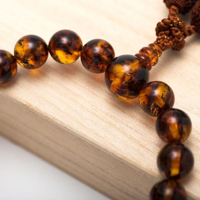 数珠・男性用 本琥珀(こはく) 22玉 念珠 正絹房 — 仏壇・仏具専門店