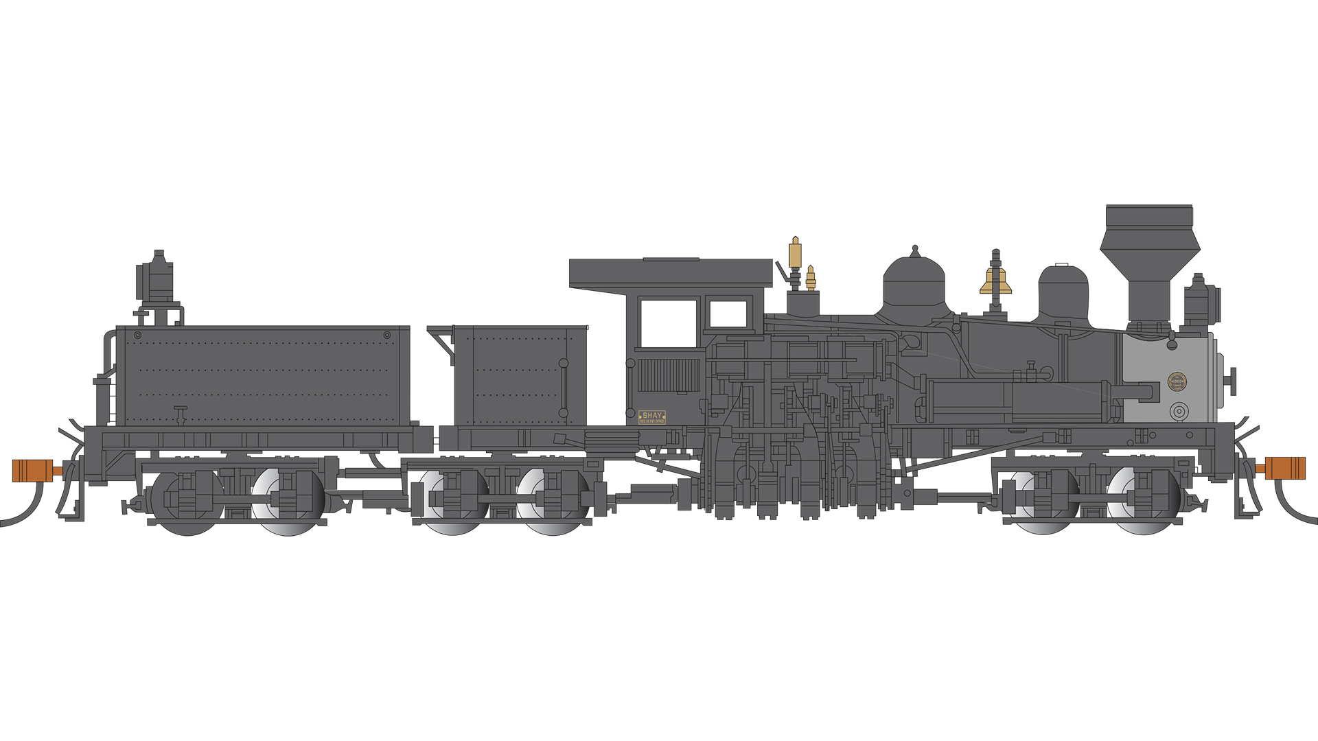 80-Ton Three-Truck Shay - Painted Ulettered - Black [84709