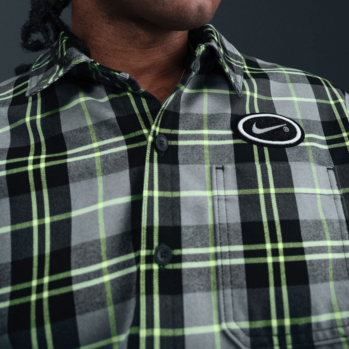 Nike SB Koston Long Sleeve Flannel Shirt - Dark Smoke Grey/Volt – CCS