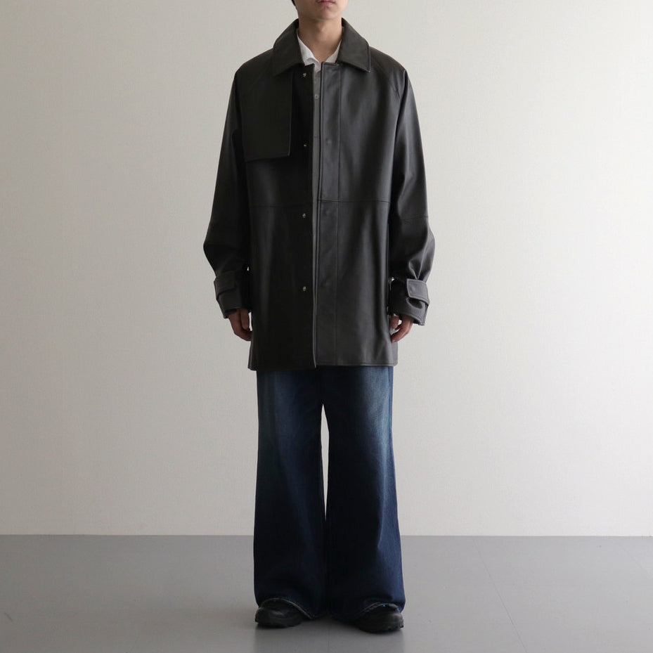 LEATHER HALF COAT #DARK BROWN [ST.766] – ciacura