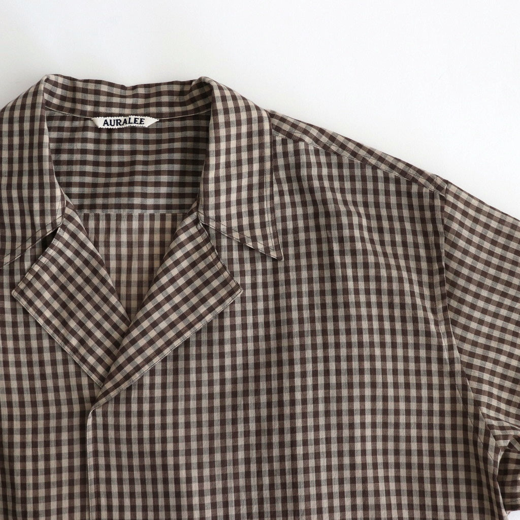 AIRY LIGHT COTTON CHECK P/O SHIRT #BROWN GINGHAM CHECK [A25SS02GC