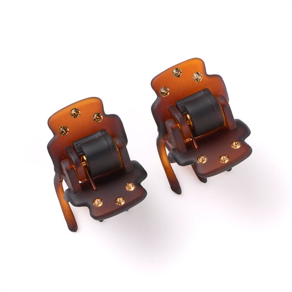 販路限定】スーパー石付クリップ 2個セット(ブラウンミックス